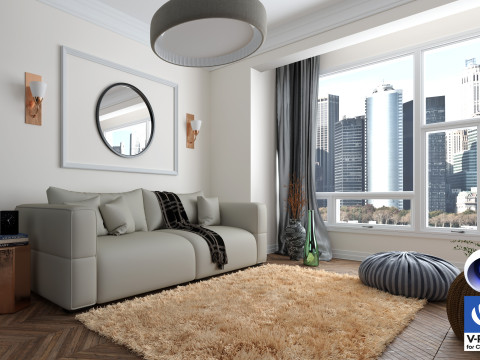 Living room 13 Vray6 - C4D Modelo 3D