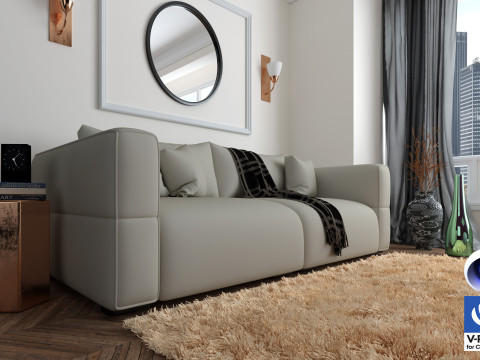 Living room 13 Vray6 - C4D Modello 3D