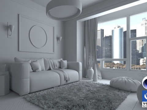 Living room 13 Vray6 - C4D Modello 3D