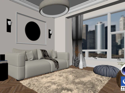 Living room 13 Vray6 - C4D 3D Model