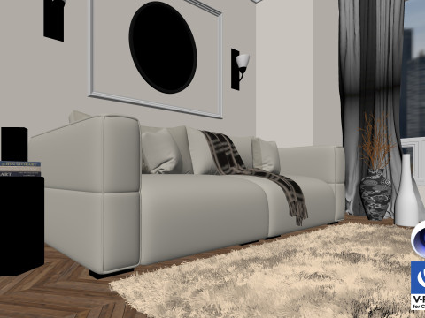 Living room 13 Vray6 - C4D Modello 3D