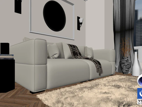Living room 13 Vray6 - C4D 3D Model