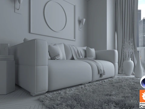 Living room 13 Corona - C4D 3D Model