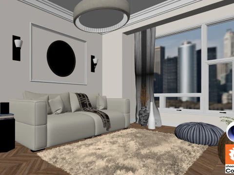 Living room 13 Corona - C4D 3D Model