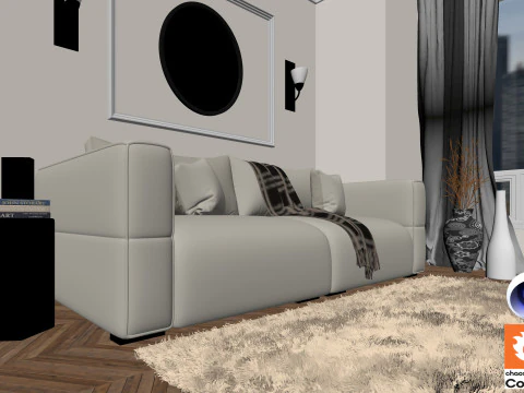 Living room 13 Corona - C4D 3D Model