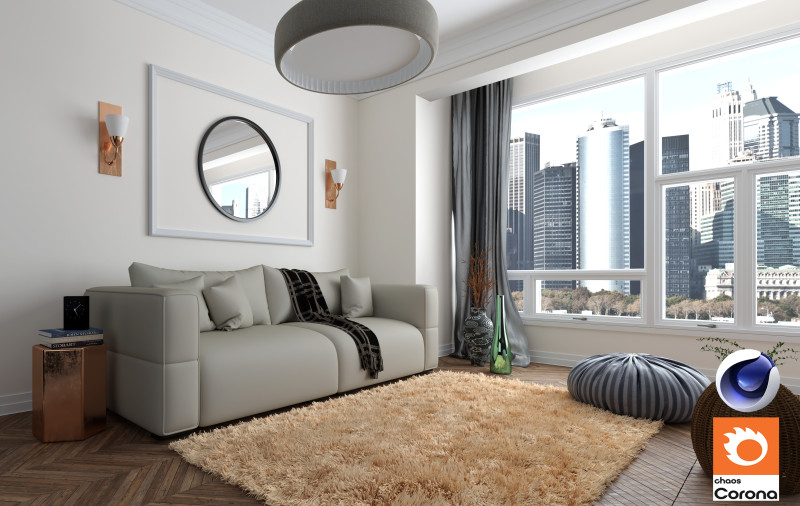 Living room 13 Corona - C4D 3D 模型 .c4d .max .obj .3ds .fbx .stl .blend