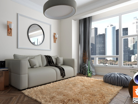 Living room 13 Corona - C4D Modelo 3D