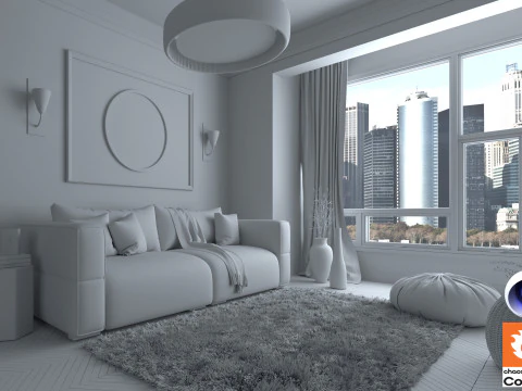 Living room 13 Corona - C4D 3D Model