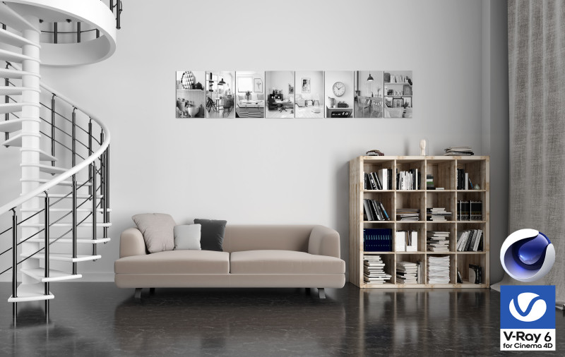 Living room 14 Vray6 - C4D 3D Model .c4d .max .obj .3ds .fbx .stl .blend 