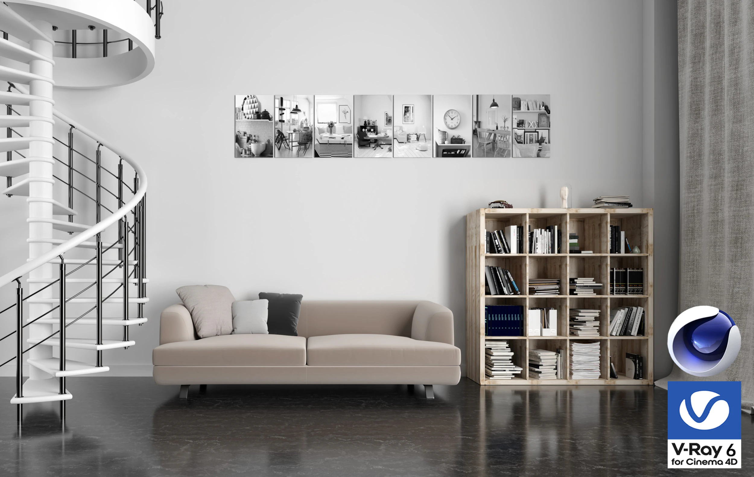 Living room 14 Vray6 - C4D 3D Model .c4d .max .obj .3ds .fbx .stl .blend 