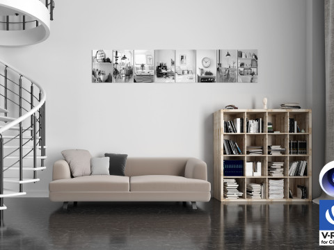 Living room 14 Vray6 - C4D 3D Model