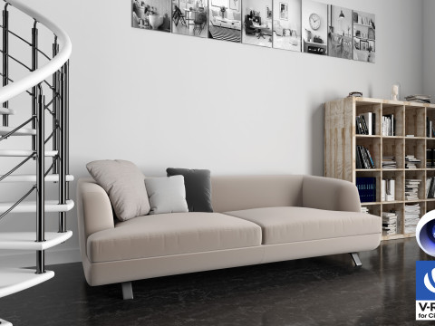 Living room 14 Vray6 - C4D 3D Model