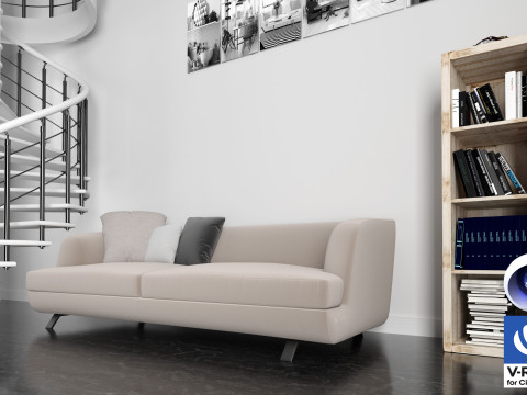 Living room 14 Vray6 - C4D 3D Model