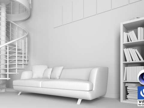 Living room 14 Vray6 - C4D 3D Model