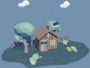 Conception de petites maisons Low Poly Modèle 3D