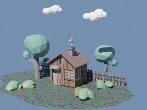 Low Poly Tiny House Design 3D Model