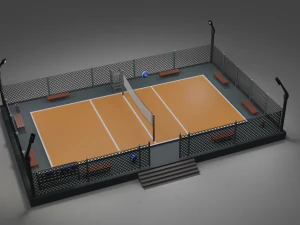 Dise&ntilde;o de cancha de voleibol de baja poli Modelo 3D