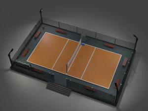 Low Poly Volleyball Court Design 3D Model