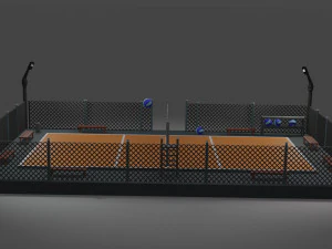 Low Poly Volleyball Court Design 3D Model
