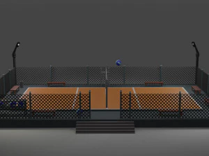 Low Poly Volleyball Court Design 3D Model