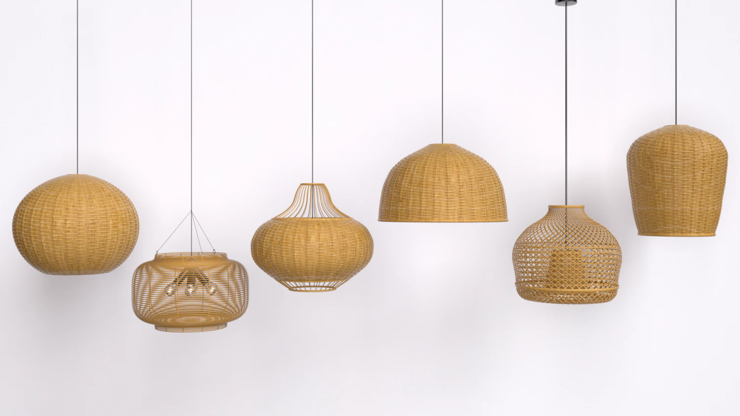 Bamboo Lamps 3D Model .c4d .max .obj .3ds .fbx .stl .blend 