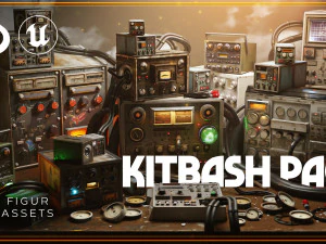 Control Panels Kit Retro computer Retro radio station 3D Kitbash Asset Pack 3D Model
