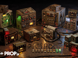 Control Panels Kit Retro computer Retro radio station 3D Kitbash Asset Pack 3D 模型
