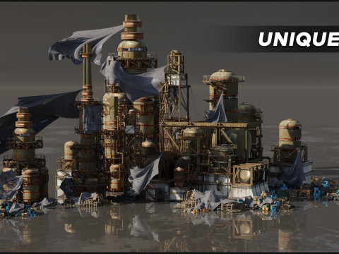 Industrial dystopian city - Kitbash Set - Kitbash Asset Pack Modèle 3D