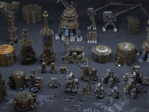 Industrial dystopian city - Kitbash Set - Kitbash Asset Pack Modèle 3D