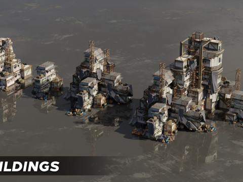Industrial dystopian city - Kitbash Set - Kitbash Asset Pack Modèle 3D