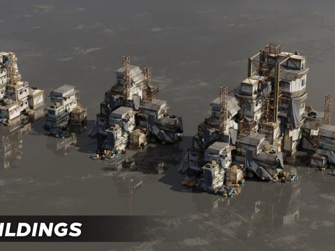 Industrial dystopian city - Kitbash Set - Kitbash Asset Pack 3D Model