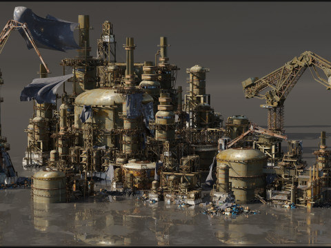 Industrial dystopian city - Kitbash Set - Kitbash Asset Pack Modèle 3D
