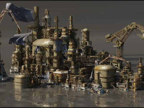 Industrial dystopian city - Kitbash Set - Kitbash Asset Pack 3D Model