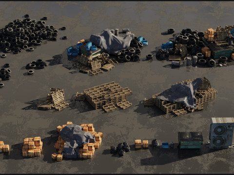 Industrial dystopian city - Kitbash Set - Kitbash Asset Pack Modèle 3D
