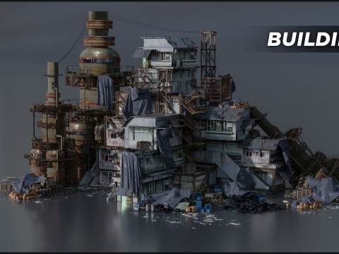 Industrial dystopian city - Kitbash Set - Kitbash Asset Pack Modèle 3D