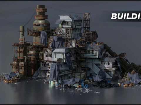 Industrial dystopian city - Kitbash Set - Kitbash Asset Pack 3D Model
