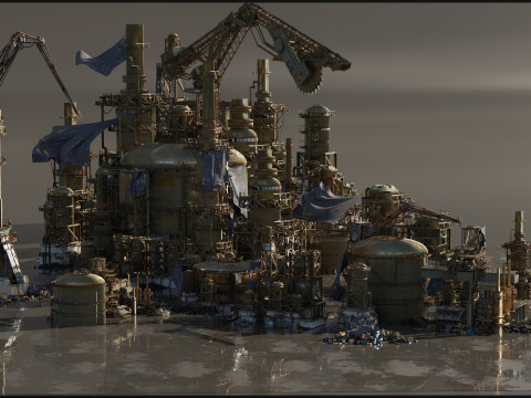 Industrial dystopian city - Kitbash Set - Kitbash Asset Pack Modèle 3D