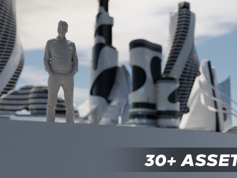 Sci-fi city Utopian Kitbash Kitbash Asset Pack 3D 모델