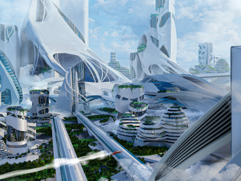 Sci-fi city Utopian Kitbash Kitbash Asset Pack 3D 모델