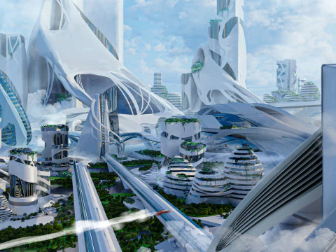 Sci-fi city Utopian Kitbash Kitbash Asset Pack 3D Model