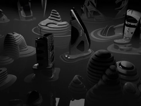 Sci-fi city Utopian Kitbash Kitbash Asset Pack 3D Model