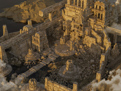 Ancient Temple 30 Old ruins of the temple 3D Kitbash Asset Pack 3D 모델