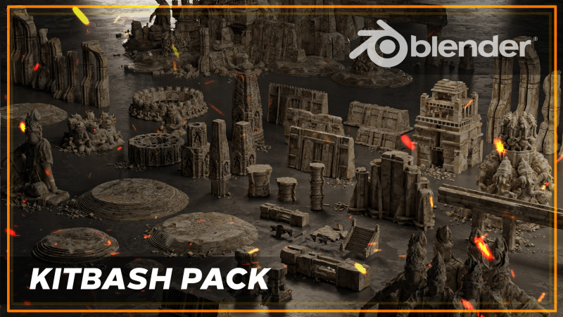 Ancient Temple 30 Old ruins of the temple 3D Kitbash Asset Pack 3D 모델 .c4d .max .obj .3ds .fbx .stl .blend 
