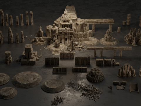 Ancient Temple 30 Old ruins of the temple 3D Kitbash Asset Pack 3D 모델
