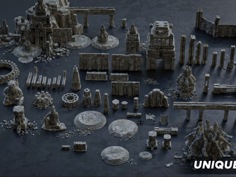 Ancient Temple 30 Old ruins of the temple 3D Kitbash Asset Pack 3D 모델
