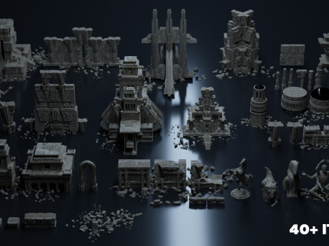 Ancient Temple 20 Old ruins of the temple 3D Kitbash Asset Pack 3D Model