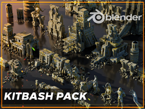 Ancient Temple 20 Old ruins of the temple 3D Kitbash Asset Pack Modelo 3D