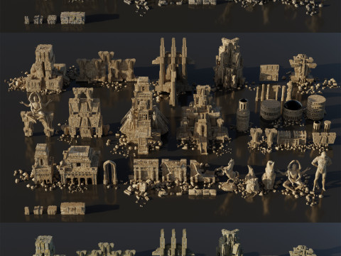Ancient Temple 20 Old ruins of the temple 3D Kitbash Asset Pack 3D Model