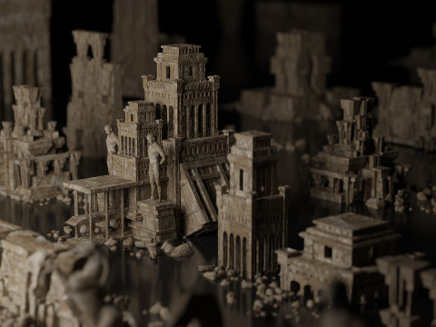 Ancient Temple 20 Old ruins of the temple 3D Kitbash Asset Pack 3D Model