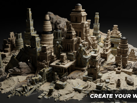 Ancient Temple 20 Old ruins of the temple 3D Kitbash Asset Pack 3D Model